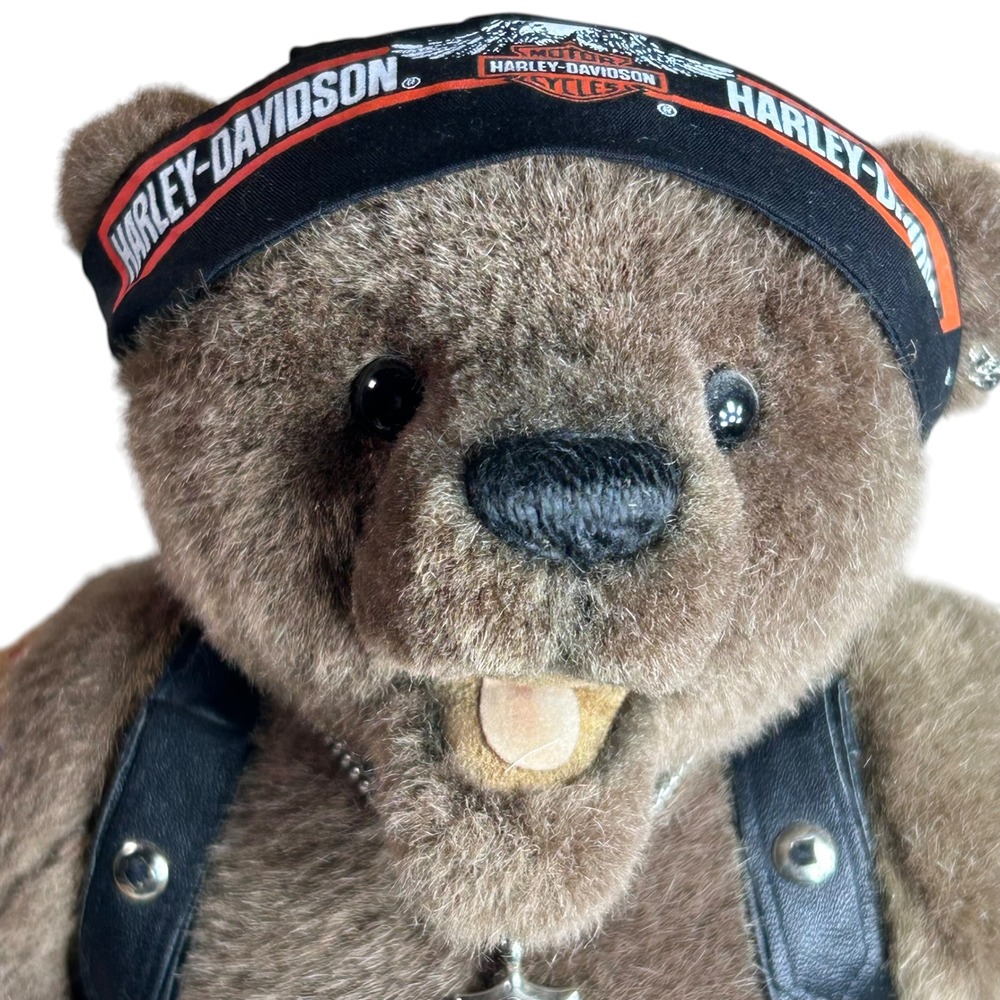 Franklin Mint Harley Davidson Plush Bear Biker Outfit Studded Vest Wallet Key - Picture 2 of 16
